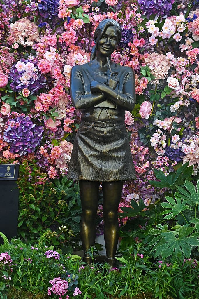 LONDON, ENGLAND - NOVEMBER 17: A general view of the atmosphere at the unveiling of the 'Bridget Jones' Scenes In The Square statue in Leicester Square on November 17, 2025 in London, England. (Photo by Dave Benett/Getty Images)