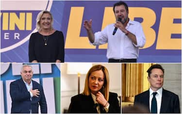 marine le pen, matteo salvini, viktor orban, meloni e elon musk