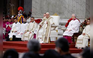 Pope Francis during the Christmas Night Mass at St Peter's Basilica in Vatican City, 24 December 2024. Today Pope Francis formally started the Catholic Jubilee Year 2025.  ANSA/FABIO FRUSTACI