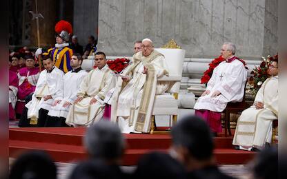 Pope Francis during the Christmas Night Mass at St Peter's Basilica in Vatican City, 24 December 2024. Today Pope Francis formally started the Catholic Jubilee Year 2025.  ANSA/FABIO FRUSTACI