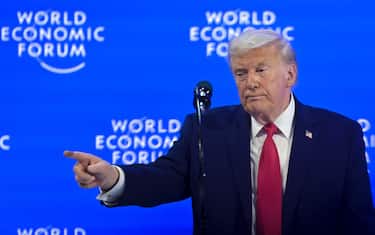 epa12667827 US President Donald Trump speaks during his special address at the 56th annual meeting of the World Economic Forum (WEF) in Davos, Switzerland, 21 January 2026. The 2026 summit, running from 19 to 23 January and held under the theme 'A Spirit of Dialogue,' brings together global political leaders, corporate executives, and scientists to address international challenges.  EPA/GIAN EHRENZELLER