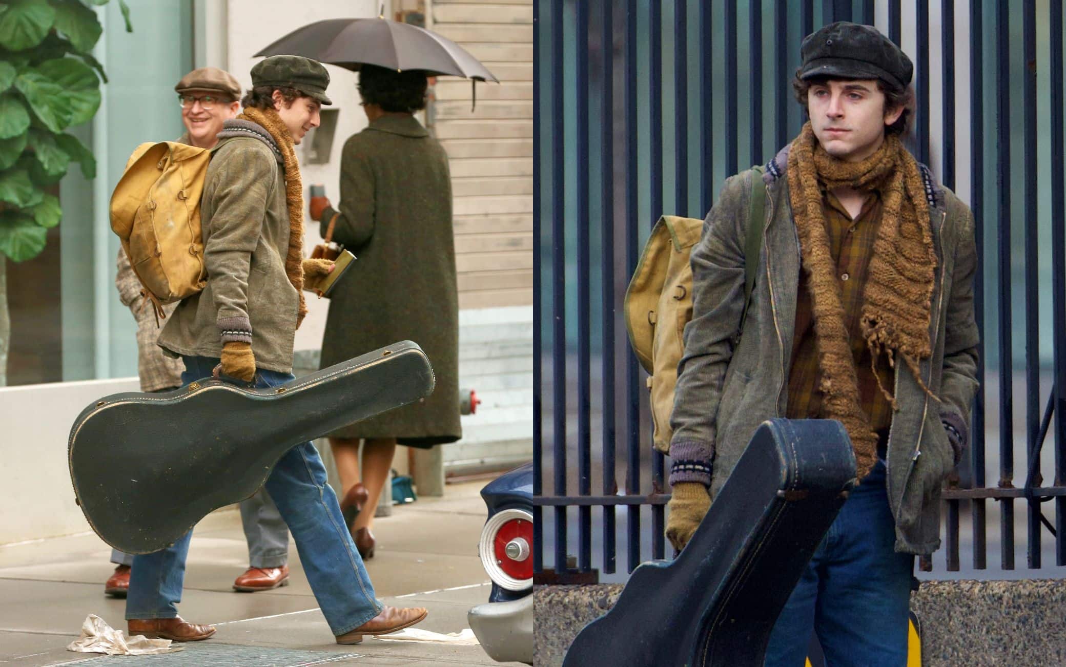 Timothée Chalamet a New York sul set di "A Complete Unknown"