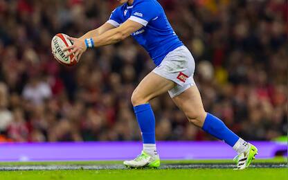 Paolo Garbisi of Italy during the 2024 Six nations Championship, rugby union match between Wales and Italy on 16 March 2024 at Millenium Stadium in Cardiff, Wales