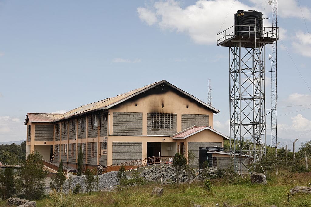 A general view of the building at Utumishi Girls Academy where a deadly fire took place in Gilgil, north of the capital Nairobi on May 28, 2026. A fire in a girls' dormitory in Kenya on May 28 killed 16 children and hospitalised 79 in the latest deadly blaze to hit a school in the east African country. The fire broke out shortly before 1:00 am local time at Utumishi Girls Academy in Nakuru County, around 120 kilometres (75 miles) north of the capital Nairobi, officials said. (Photo by SIMON MAINA / AFP via Getty Images)