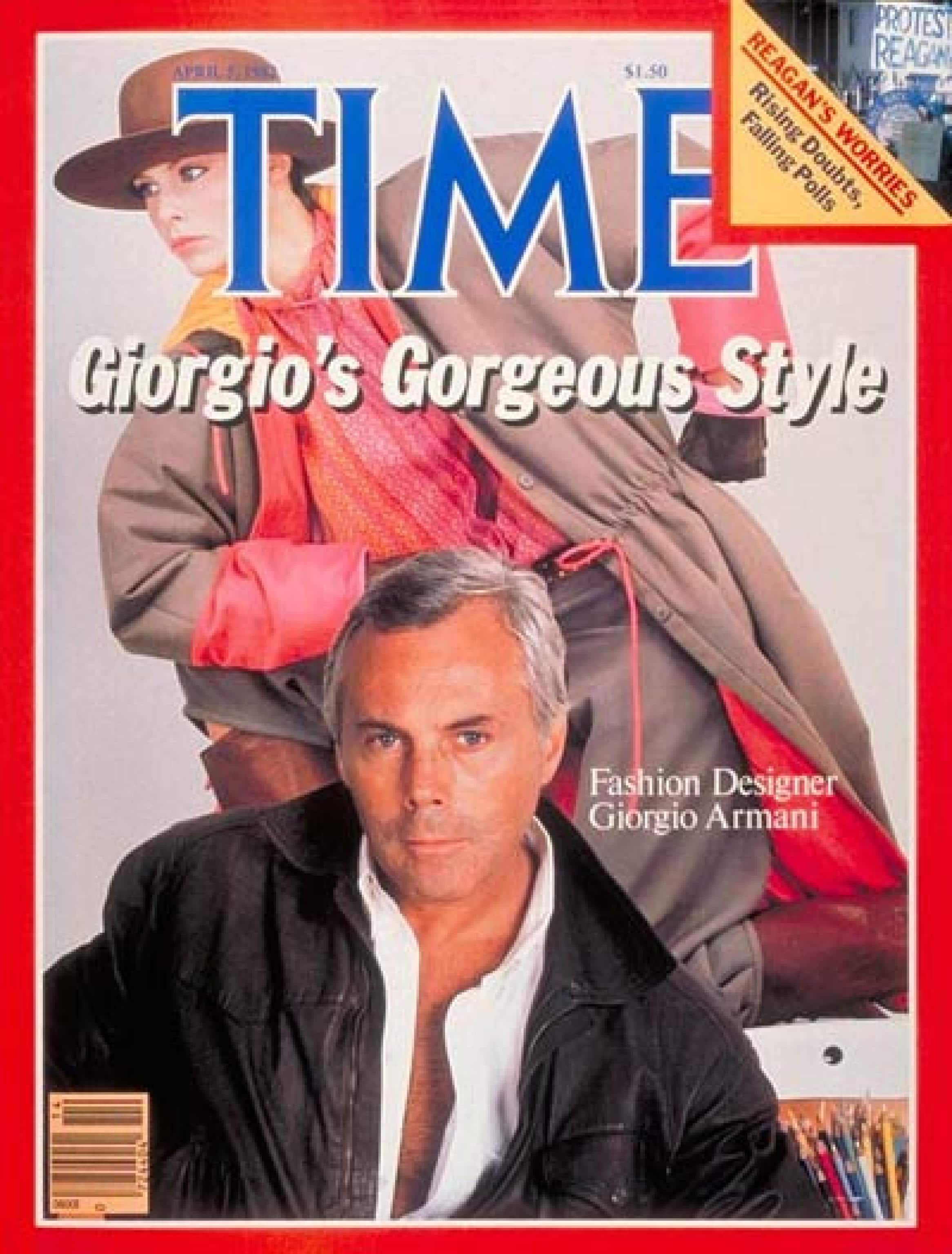 Lo stilista Giorgio Armani sulla copertina del TIME del 1982. WEB +++ ATTENZIONE LA FOTO NON PUO' ESSERE PUBBLICATA O RIPRODOTTA SENZA L'AUTORIZZAZIONE DELLA FONTE DI ORIGINE CUI SI RINVIA+++ NPK +++