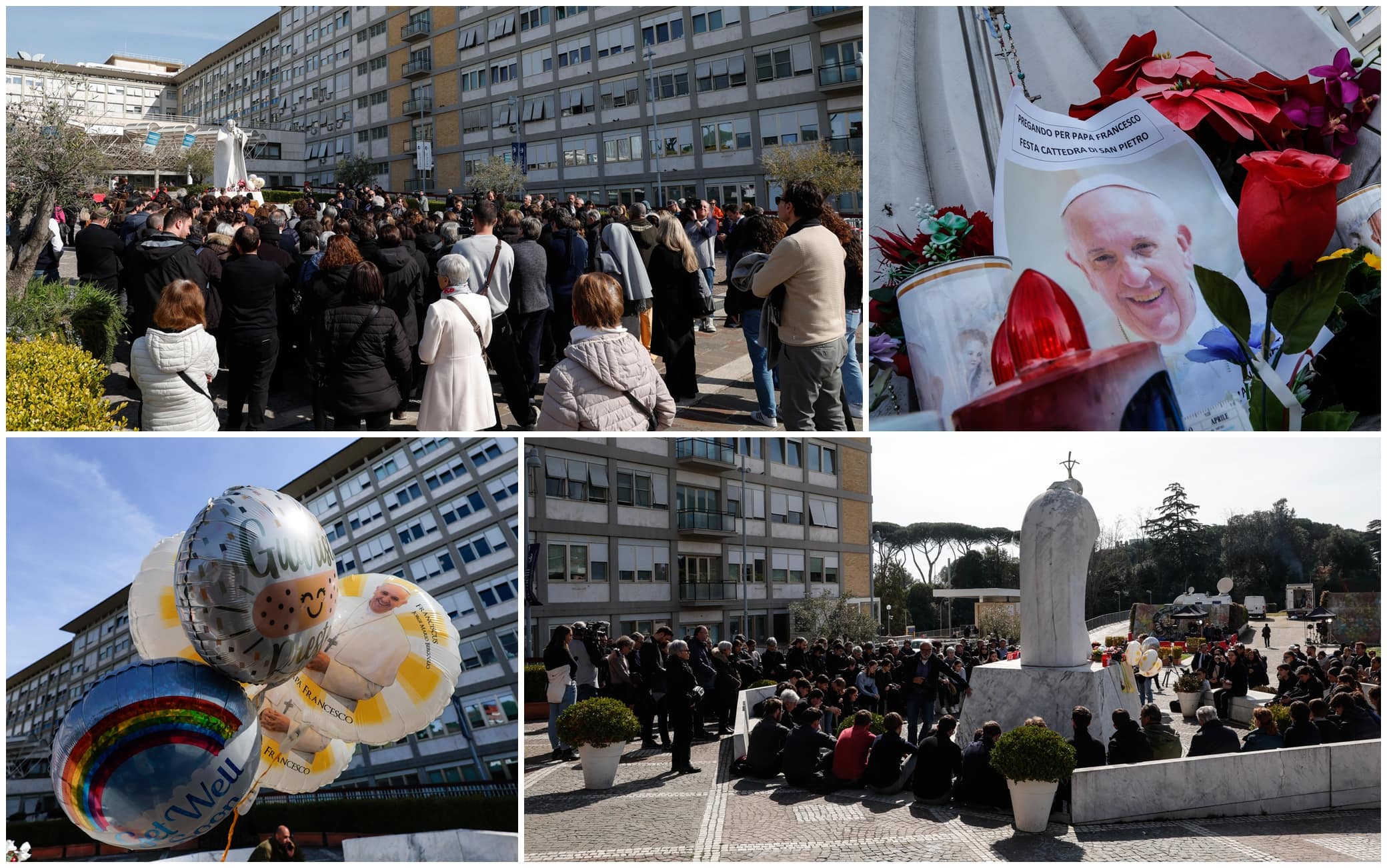 La folla sul piazzale del Policlinico Gemelli