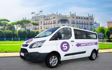 Rimini, Italy, September 19, 2018: Grand Hotel and square with g