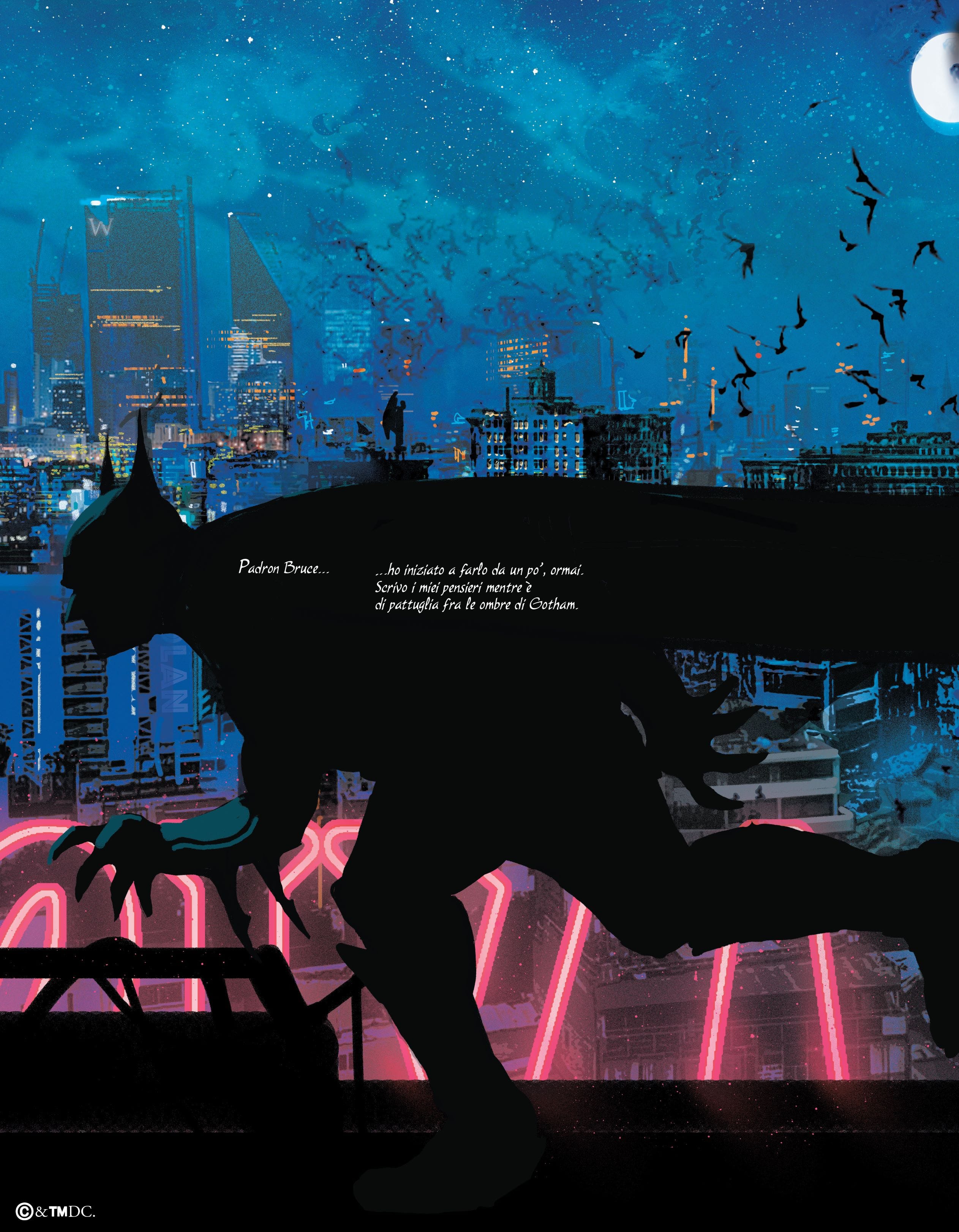 Una tavola tratta da Batman: La città della follia di Christian Ward (Panini DC Black Label)