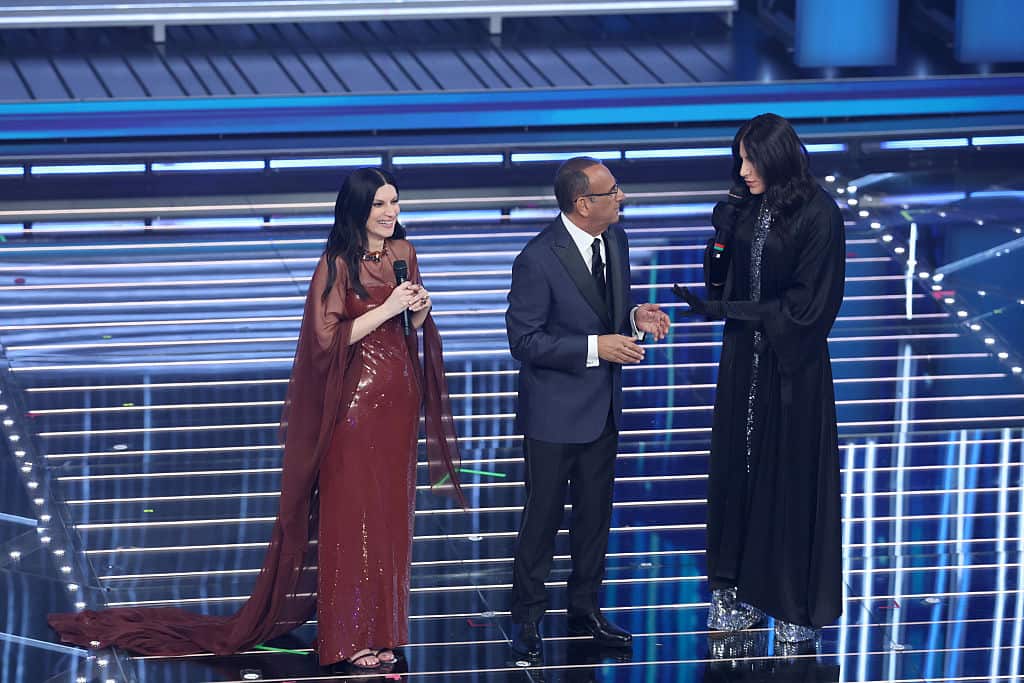 Laura Pausini Carlo Conti Vincenzo De Lucia Festival Sanremo