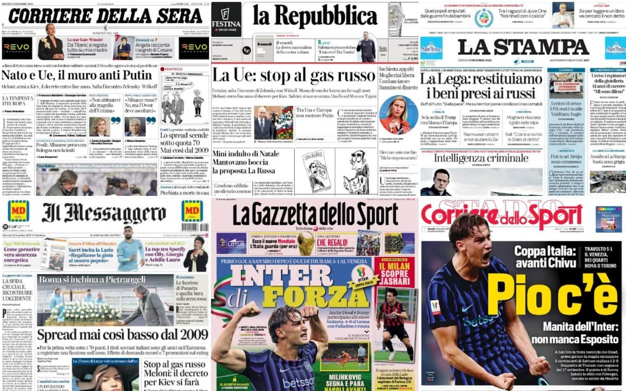 le prime pagine dei quotidiani di oggi 4 dicembre la rassegna stampa da Tg24.sky.it le prime pagine dei quotidiani di oggi 4 dicembre la rassegna stampa
