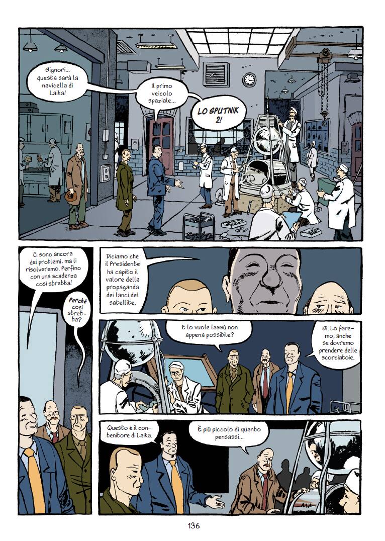 Una tavola tratta da Laika di Nick Abadzis (Tunué)