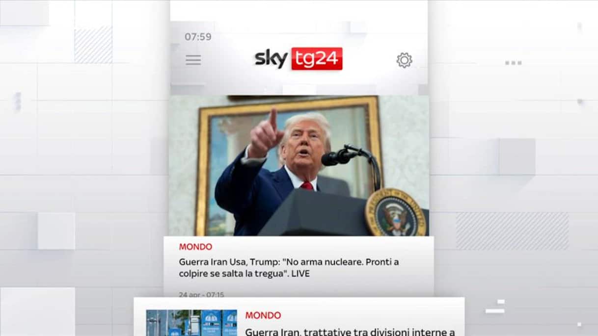 I titoli di Sky TG24 del 24 aprile, edizione delle 8