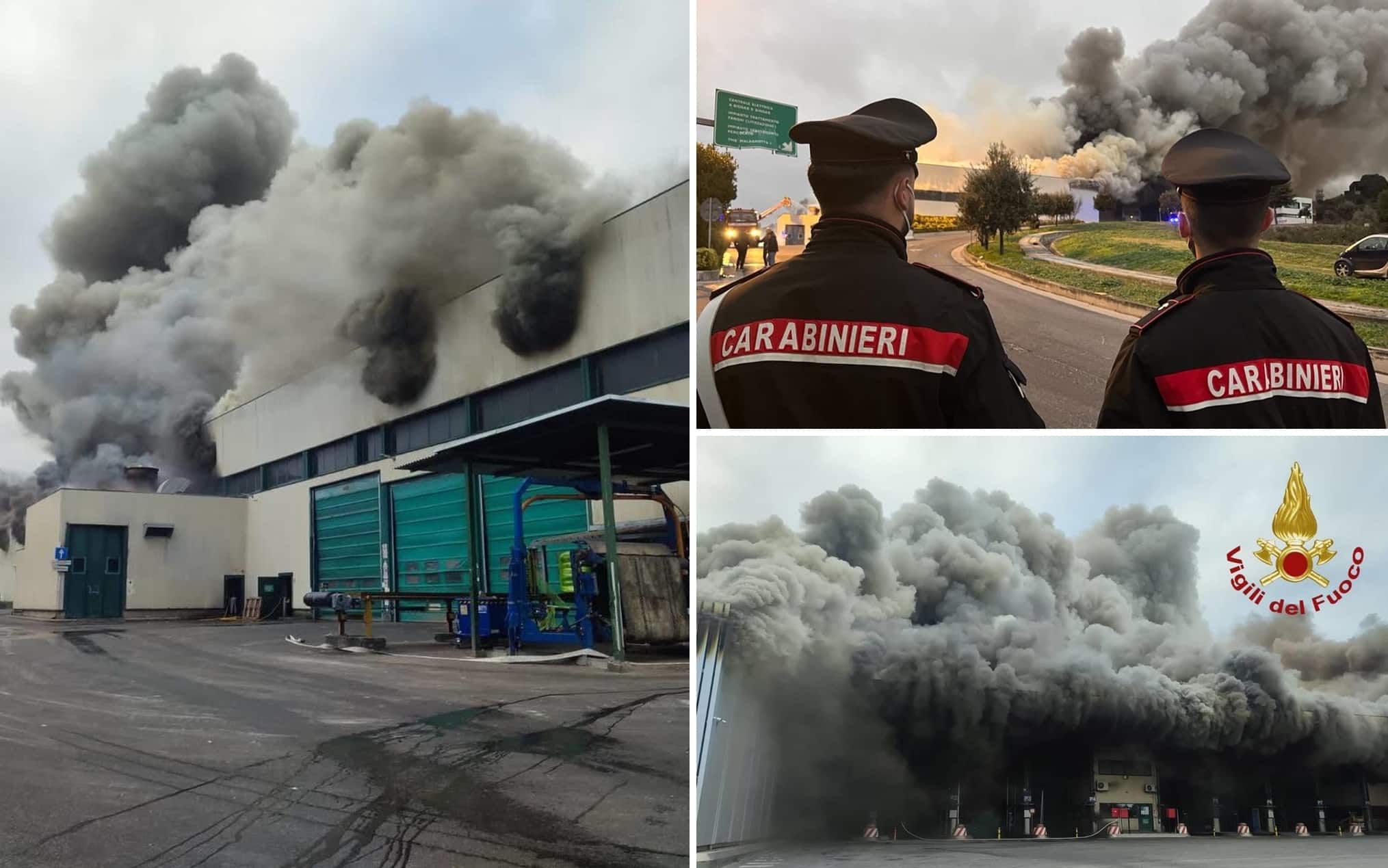 L'incendio nell'impianto rifiuti di Malagrotta