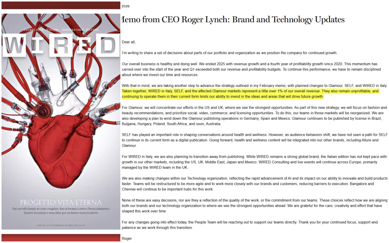 La nota dell’amministratore delegato di Condé Nast, Roger Lynch