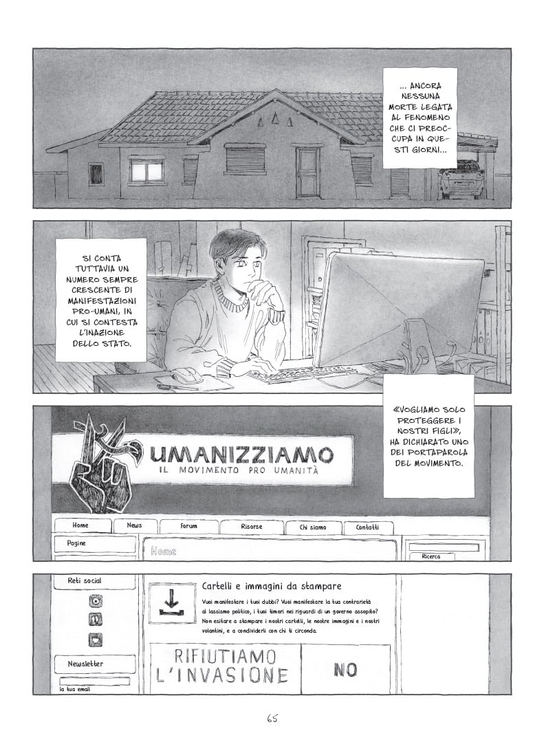 Una tavola tratta da "Metamorfosi verde" di Patrick Lacan e Marion Besançon (Tunué)