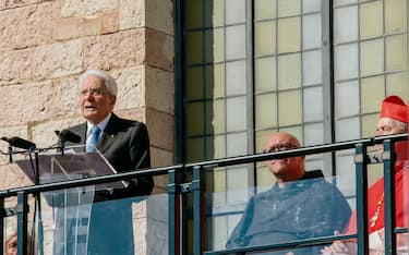 IPA89293421 - ASSISI - 4 ottobre 2026- Basilica di S. Francesco - celebrazione della festa di S.Francesco patrono d' Italia con la partecipazione del Presidente della Repubblica Sergio Mattarella. dopo la s.messa il Presidente ha tenuto un discorso dalla loggia della Basilica sottolineando i valori francescani e la priorità della pace.