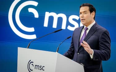 14 February 2026, Bavaria, Munich: Marco Rubio, US Secretary of State, speaks at the 62nd Munich Security Conference (MSC). Photo: Kay Nietfeld/dpa (Photo by Kay Nietfeld/picture alliance via Getty Images)