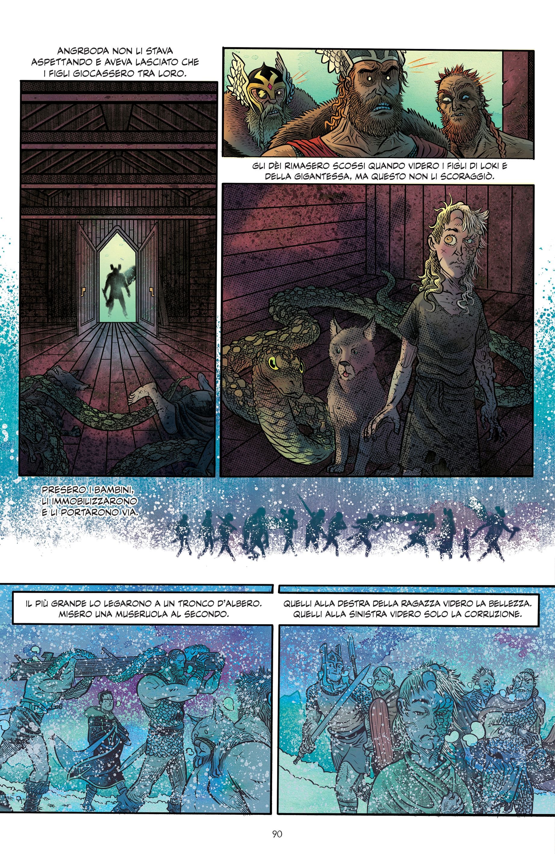 Una tavola illustrata da David Rubín per Miti del Nord di Neil Gaiman e P. Craig Russell