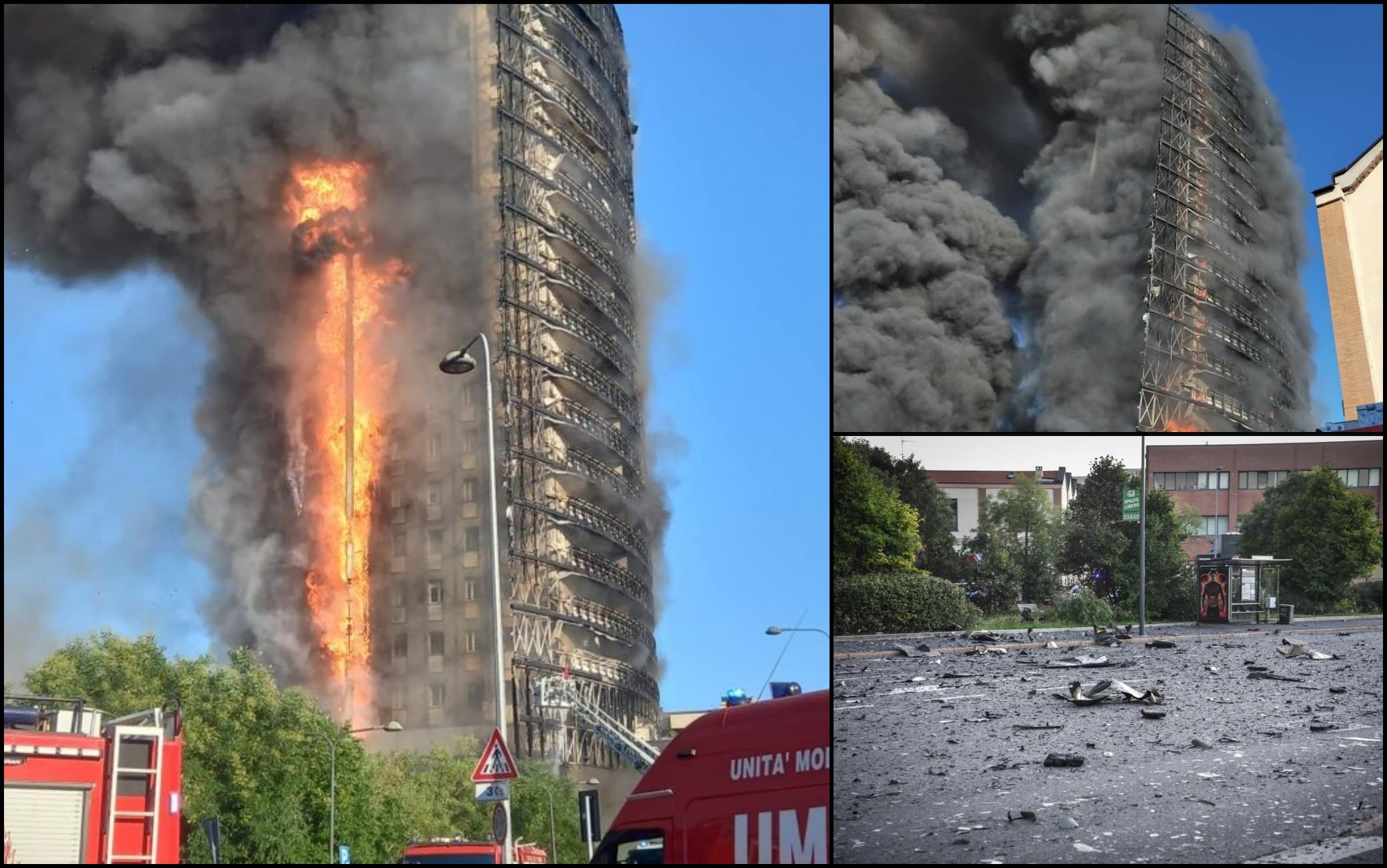 Alcune immagini dell'incendio di ieri pomeriggio