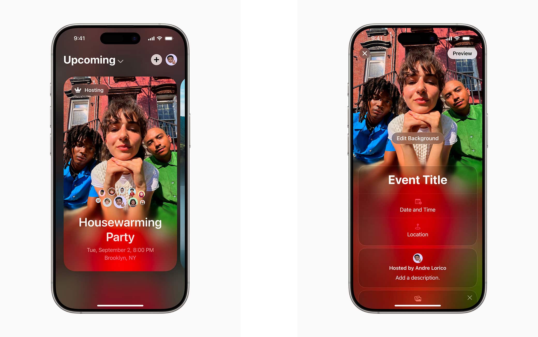 Due schermate di Inviti