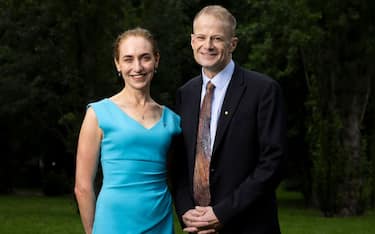 Portrait of 2024 NSW Australians of the Year, Professor Georgina Long and Professor Richard Scolyer, in Canberra. January 24th, 2024. (Photo by Alex Ellinghausen / Sydney Morning Herald via Getty Images)