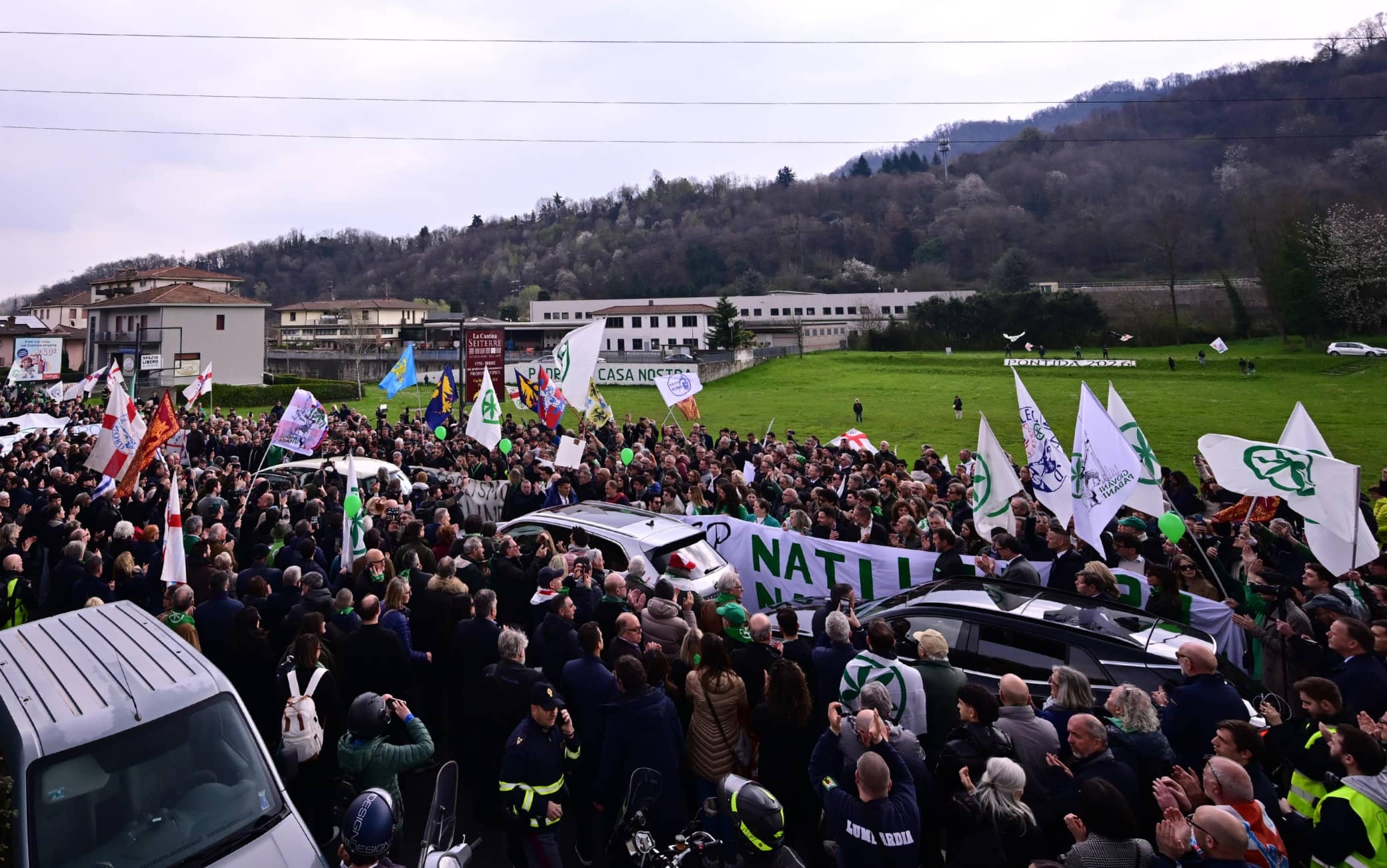 Funeral of the Lega Nord party founder Umberto Bossi. Pontida, Italy, 22 March 2026. ANSA/MICHELE MARAVIGLIA             