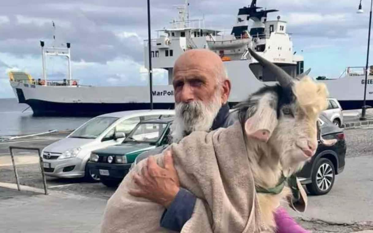 Stromboli, pescatore trova un capretto ferito e lo adotta Stromboli, pescatore trova un capretto ferito e lo adotta