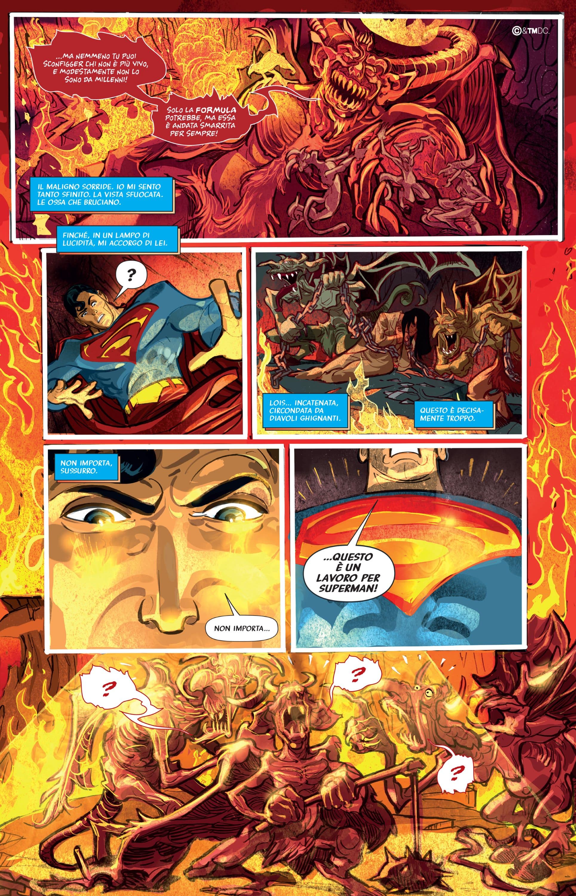 Una tavola tratta da Superman: Inferno di Marco Nucci e Fabio Celoni