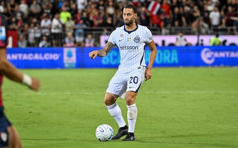 IPA87949318 - Hakan Calhanoglu of Inter during Cagliari Calcio vs Inter - FC Internazionale, Italian soccer Serie A match in Cagliari, Italy, August 30 2026