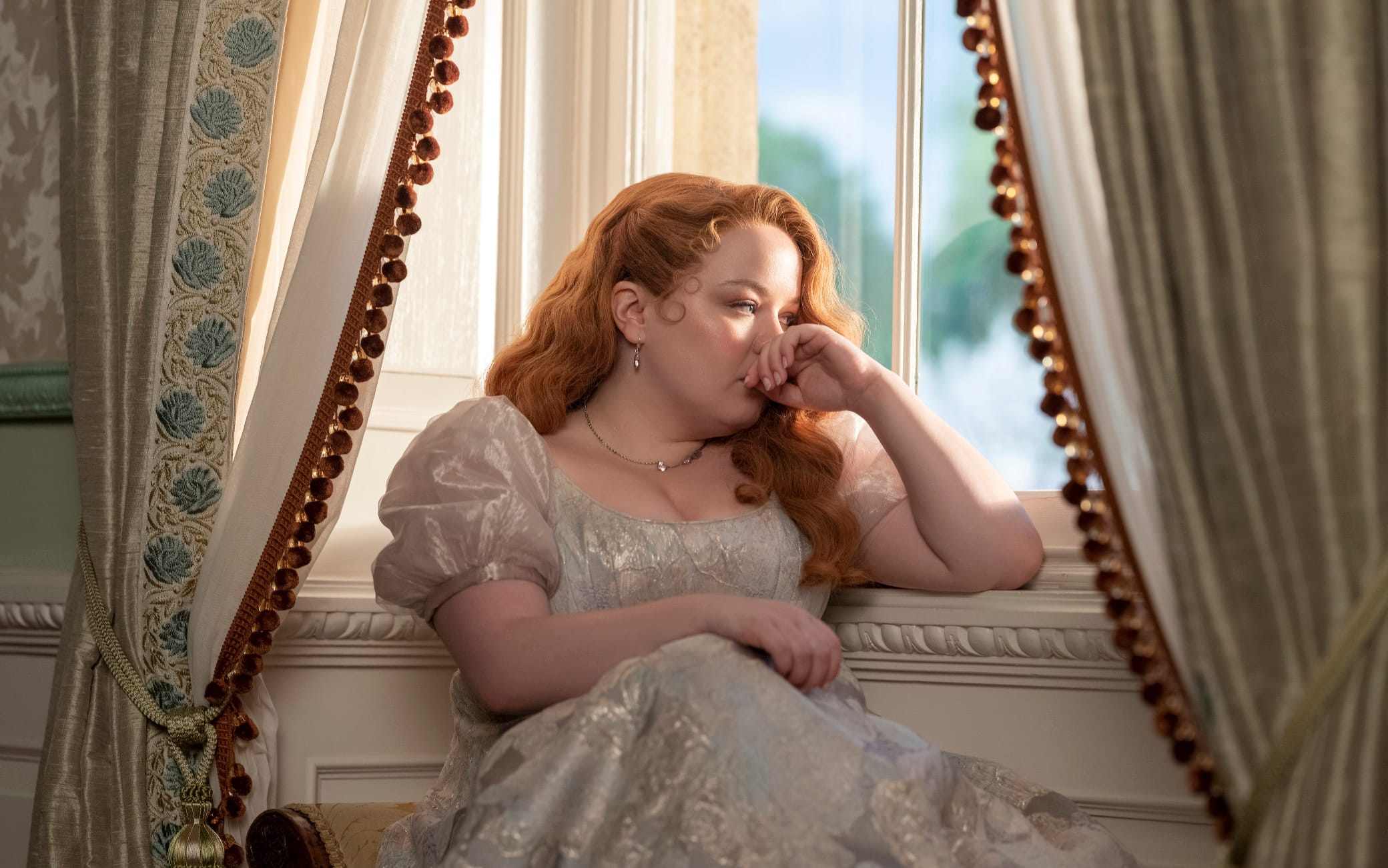 Bridgerton. Nicola Coughlan as Penelope Featherington in episode 302 of Bridgerton. Cr. Laurence Cendrowicz/Netflix © 2023