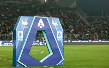 CREMONA, ITALY - 2026/02/01: The Serie A Logo seen during the Italian Serie A soccer match between US Cremonese and FC Inter at Giovanni Zini Stadium. Final score; US Cremonese 0:2 FC Inter. (Photo by Emanuele Pennnacchio/SOPA Images/LightRocket via Getty Images)