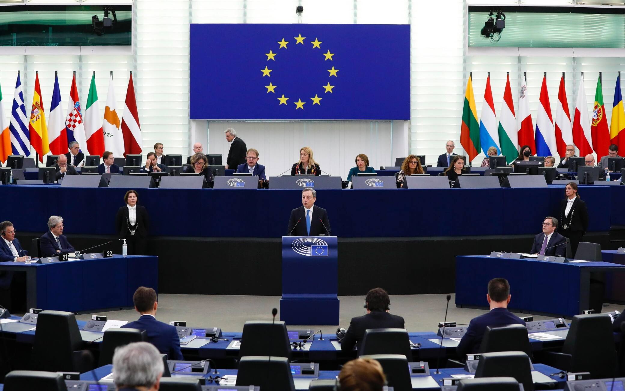 Mario Draghi a Strasburgo