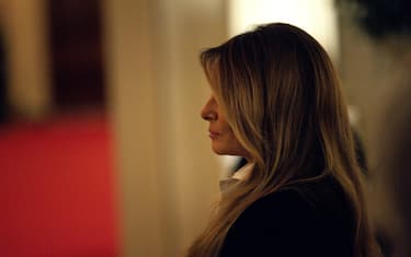 WASHINGTON, DC - FEBRUARY 22: U.S. First Lady Melania Trump during the National Governors Association Evening Dinner and Reception in the East Room of the White House on February 22, 2025 in Washington, DC. Trump is hosting the governors in Washington for the annual National Governors Association meetings. (Photo by Tierney L. Cross/Getty Images)