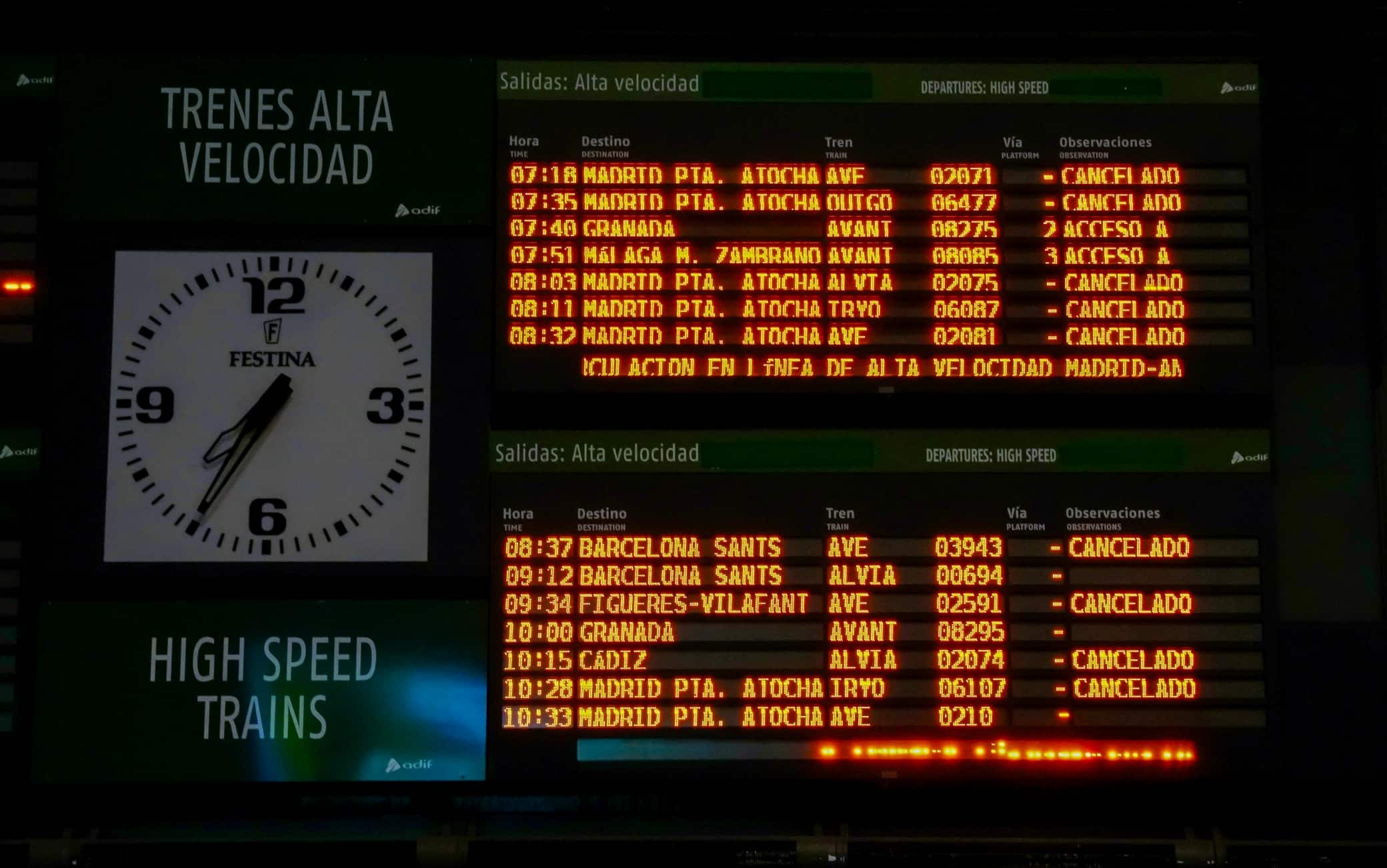 treni cancellati spagna