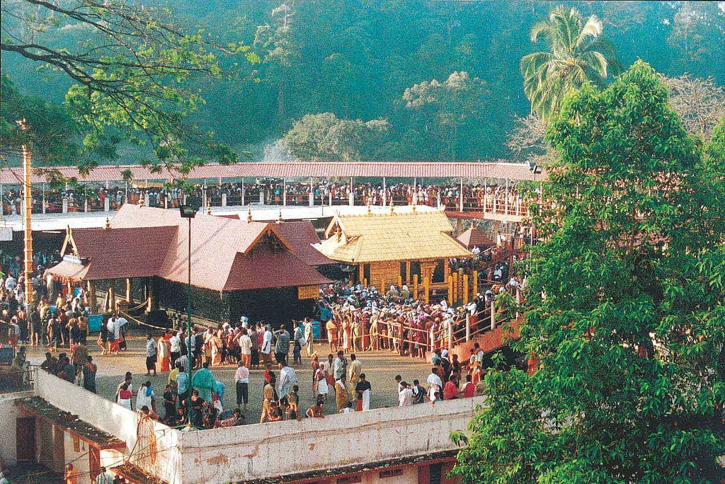 INDIA - JULY 03:  Devotees thronging the temple, Lord Ayyappa of Sabarimala in Kerala, India  (Photo by Shankar/The The India Today Group via Getty Images)