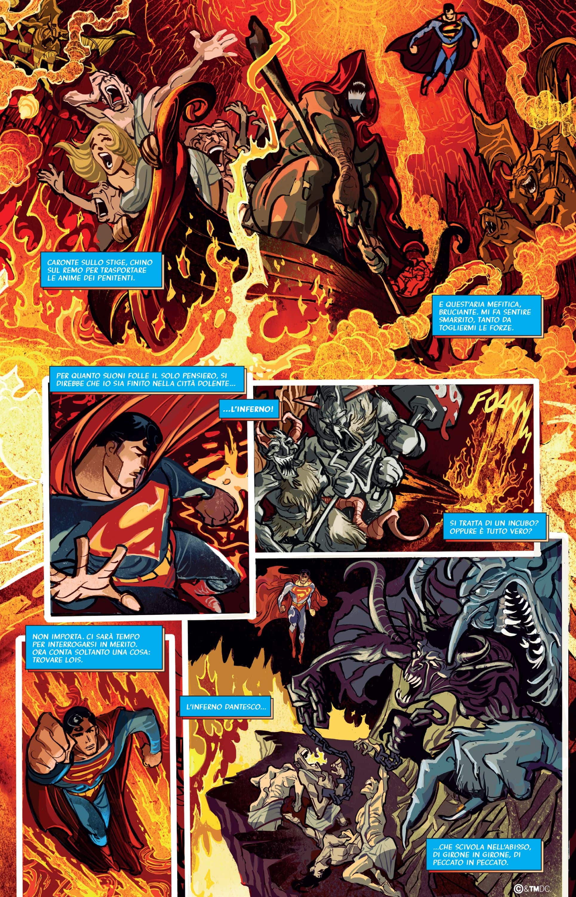 Una tavola tratta da Superman: Inferno di Marco Nucci e Fabio Celoni