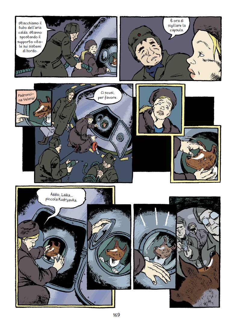 Una tavola tratta da Laika di Nick Abadzis (Tunué)