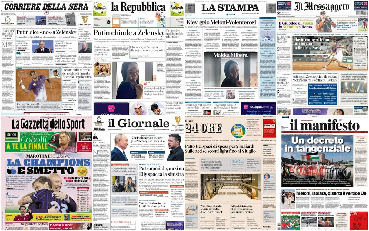 Le prime pagine dei quotidiani di oggi 6 giugno: la rassegna stampa di Sky TG24
