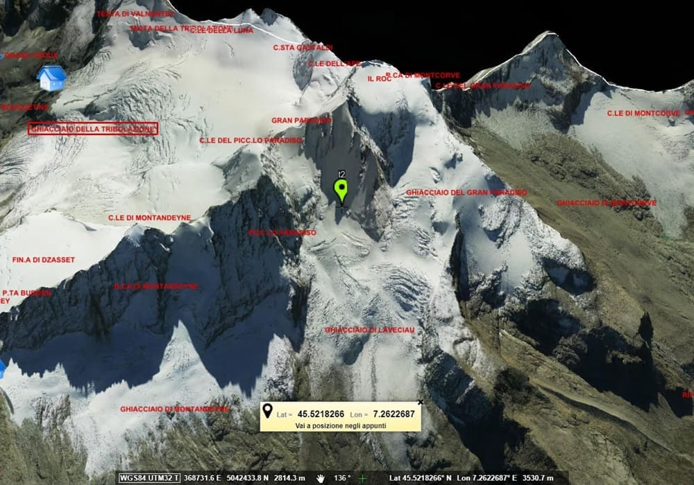 Un alpinista è morto dopo essere precipitato sulla parete nord del Gran Paradiso, 30 maggio 2026. L'incidente è avvenuto in mattinata. Sul posto è intervenuto il Soccorso Alpino Valdostano.  ANSA/US Soccorso Alpino Valdostano +++ UFFICIO STAMPA  +++ FOTO NON IN  VENDITA - DA USARE SOLO PER FINI GIORNALISTICI  +++ NPK +++
