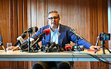 Giovanni Toti, ex presidente della Regione Liguria, durante la conferenza stampa dopo l'incontro con i sostenitori della sua lista politica, Genova, 02 agosto 2024. ANSA/LUCA ZENNARO