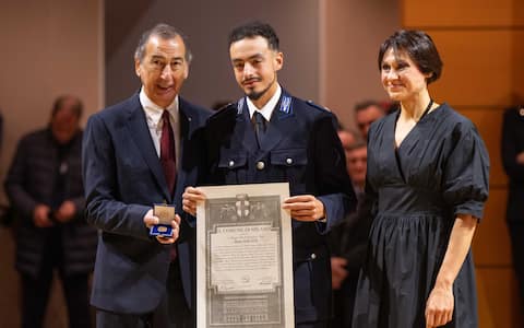 Ambrogio Di Oro 2025, premio a Iliad Aouani, 7 Dicembre 2025, Ansa/Andrea Fasani 