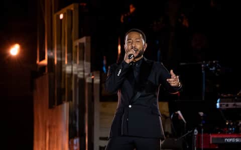 IPA64846141 - Mandatory Credit: Photo by Stefano Costantino/SOPA Images/Shutterstock (15485851z).John Legend performs on the stage during the "Grace For The World" event at St. Peter's Square.."Grace For The World" in St. Peter's Square in Vatican - 13 Sep 2025