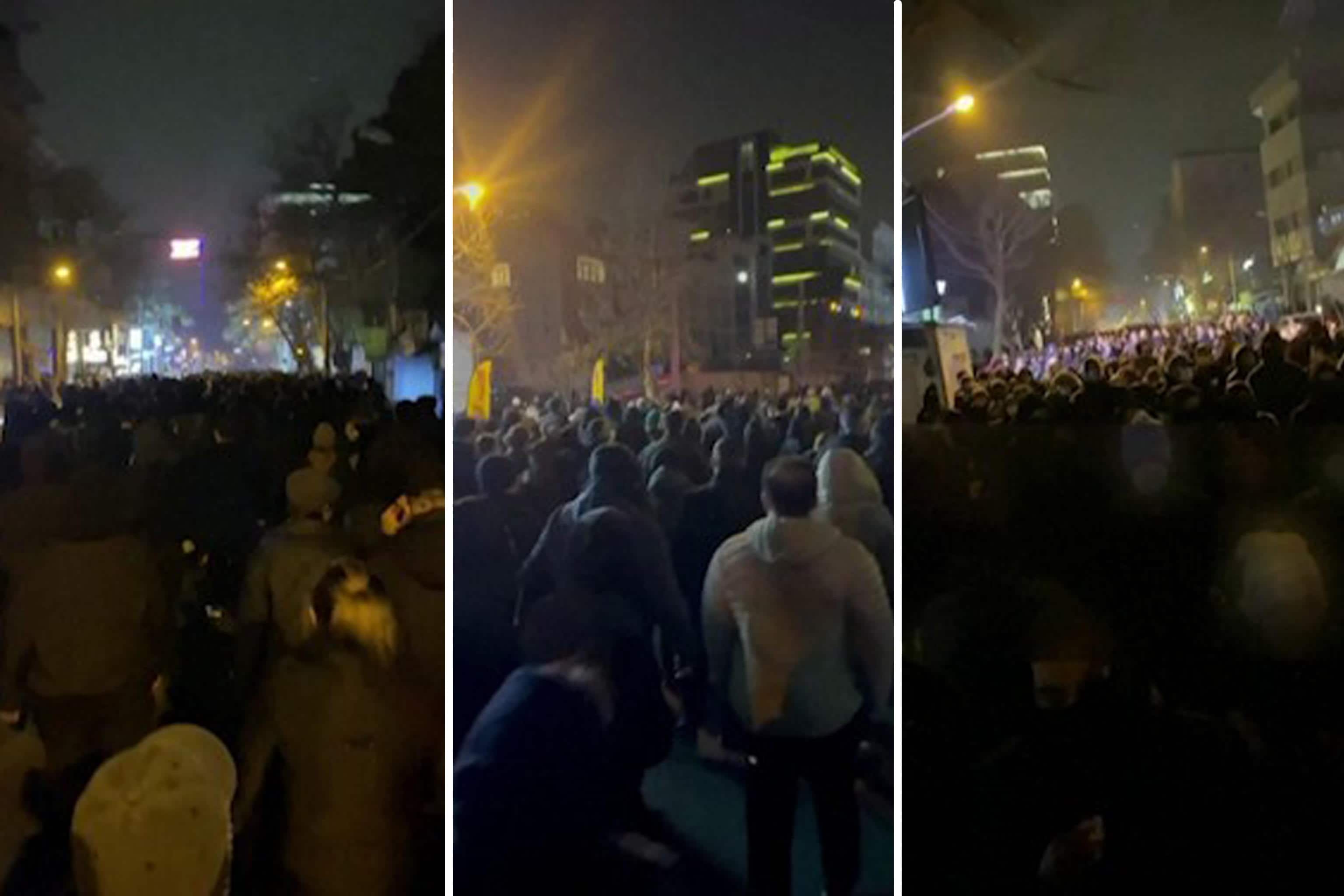 Alcune tra le poche immagini delle proteste diffuse online dopo il blackout di internet in Iran