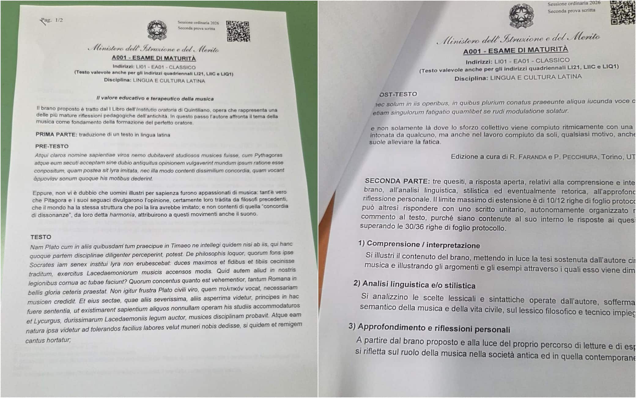 Tracce latino maturità 2026