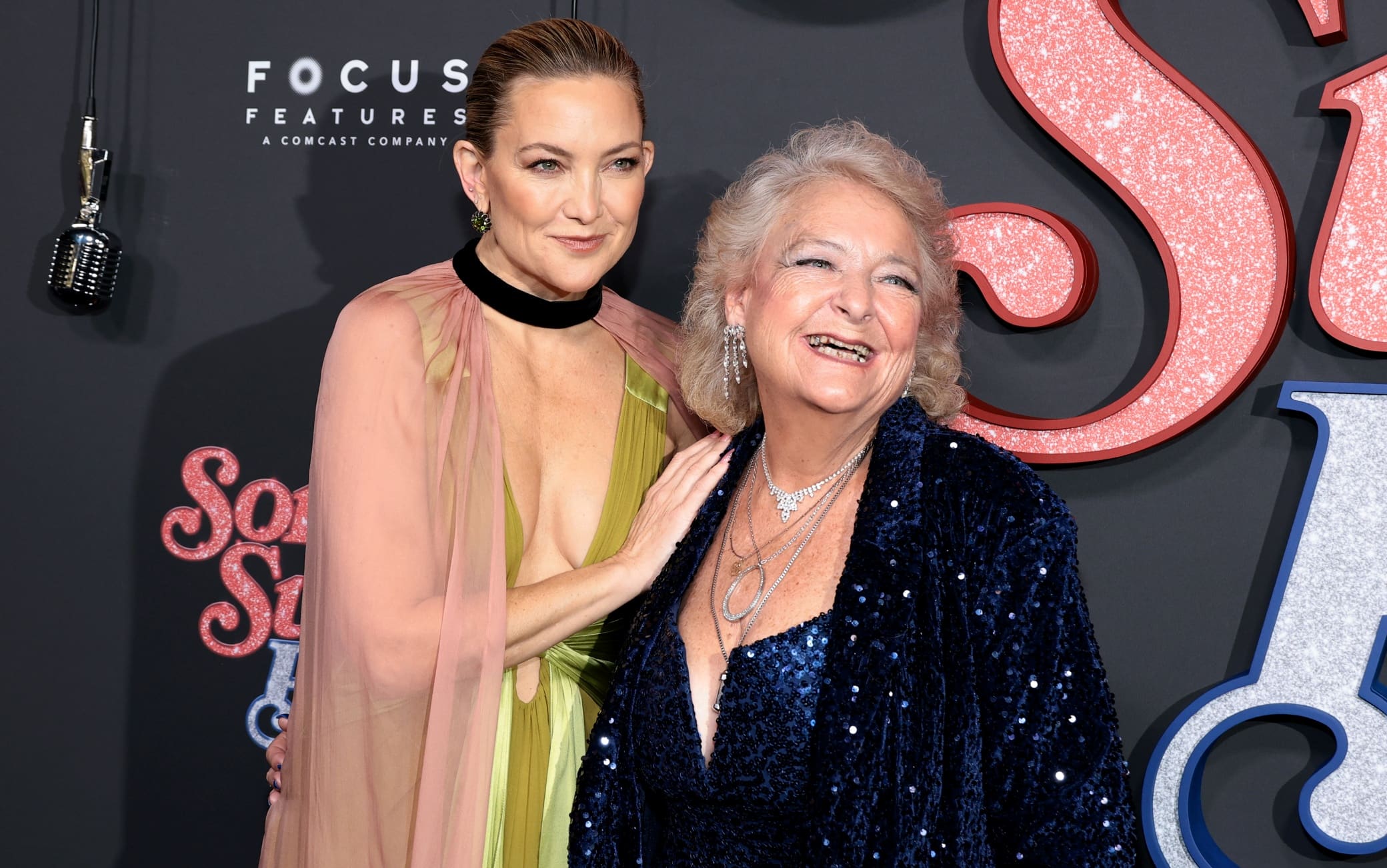 NEW YORK, NEW YORK - DECEMBER 11: (L-R) Kate Hudson and Claire Sardina attend the "Song Sung Blue" New York Premiere at AMC Lincoln Square Theater on December 11, 2025 in New York City. (Photo by Dimitrios Kambouris/Getty Images)