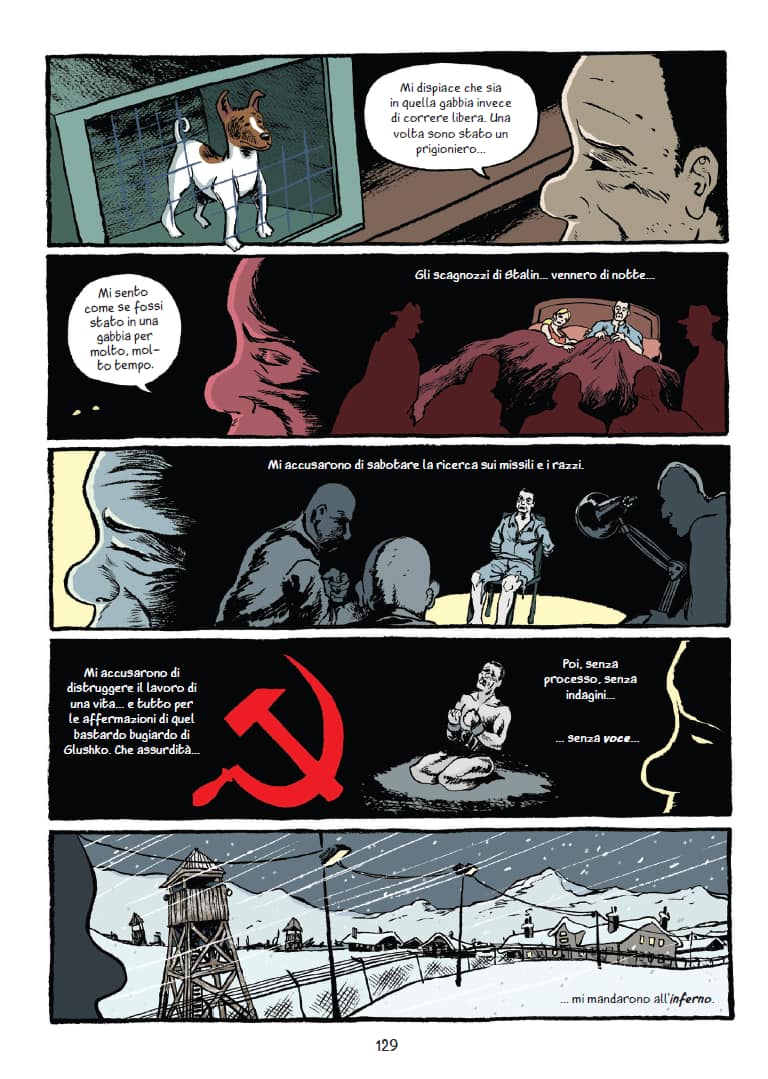 Una tavola tratta da Laika di Nick Abadzis (Tunué)