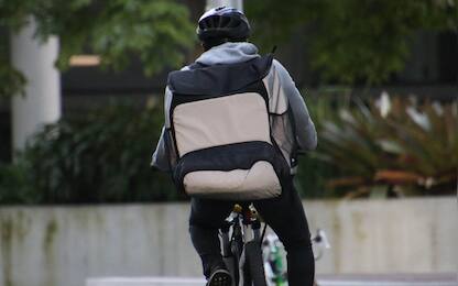 A food delivery rider in Sydney, NSW, Australia