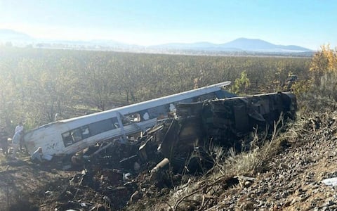 IPA90273114 - New train accident: an Iryo and a AVE train collide near Urda (Toledo), Wednesday, October 28, 2026. (Photo by REDES SOCIALES/Cordon Press/Sipa USA)