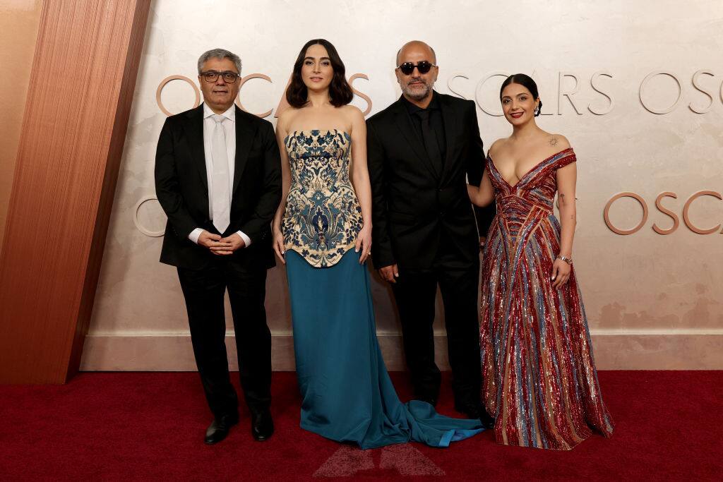 HOLLYWOOD, CALIFORNIA - MARCH 02: (L-R) Mohammad Rasoulof, Mahsa Rostami, Missagh Zareh and Setareh Maleki attend the 97th Annual Oscars at Dolby Theatre on March 02, 2025 in Hollywood, California. (Photo by Frazer Harrison/WireImage)