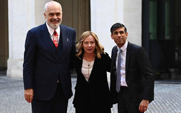 Edi Rama, Giorgia Meloni e Rishi Sunak